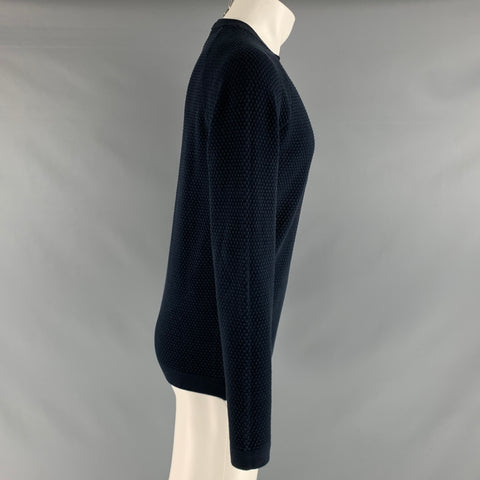 THEORY Size M Navy Textured Crew-Neck Pullover