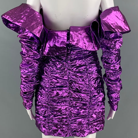 ATTICO Size 6 Purple Polyester Metallic Mini Dress