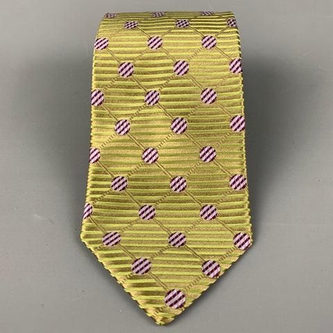 ERMENEGILDO ZEGNA Green &  Purple Dots Silk Tie