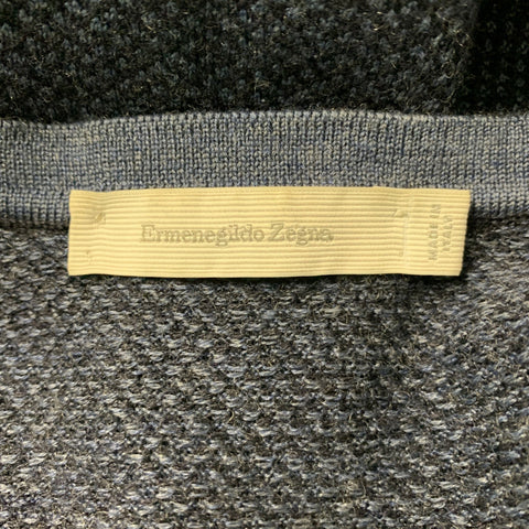 ERMENEGILDO ZEGNA Size XXL Navy Wool Blend V-Neck Pullover