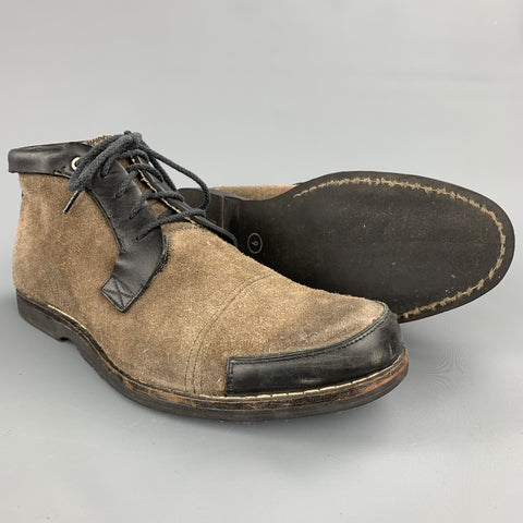 TIMBERLAND Talla 10 Botas con cordones de cuero de materiales mixtos marrones y negros