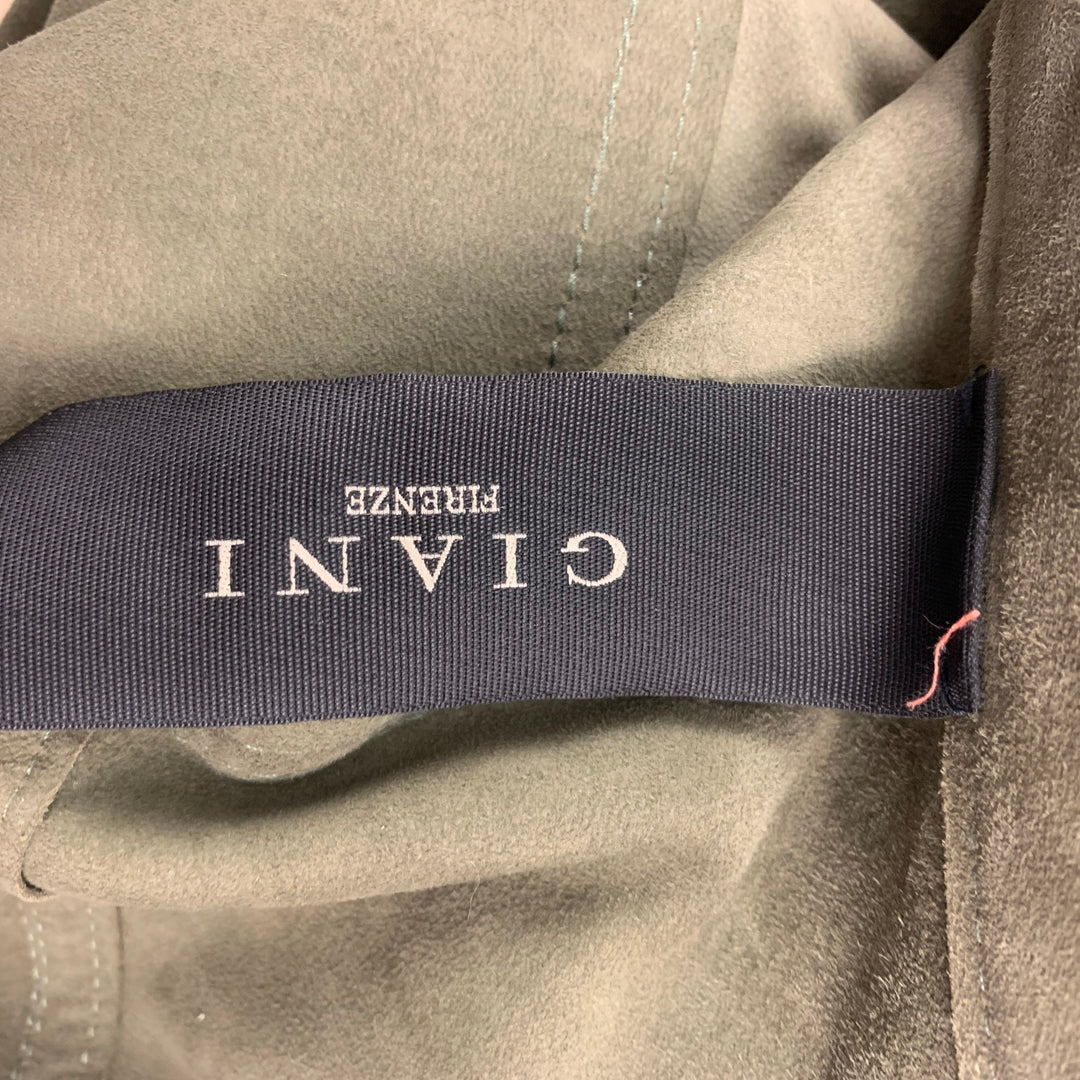 GIANI Size 6 Olive Suede Open Front Jacket