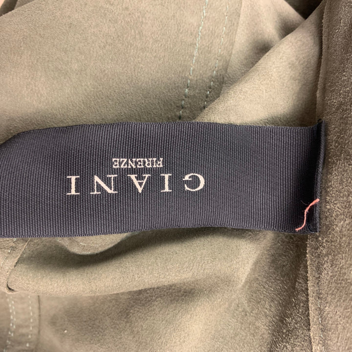 GIANI Size 6 Olive Suede Open Front Jacket