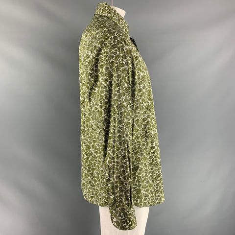 TOM FORD Size XL Green & White Paisley Cotton Button Down Long Sleeve Shirt