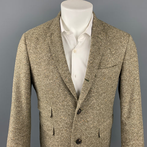 BLACK FLEECE Size 38 Olive & Cream Tweed Wool Notch Lapel Sport Coat