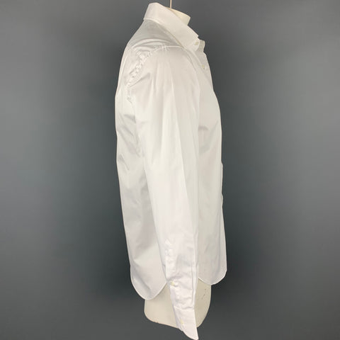 LORO PIANA Size L 43 White Cotton Button Up Long Sleeve Shirt