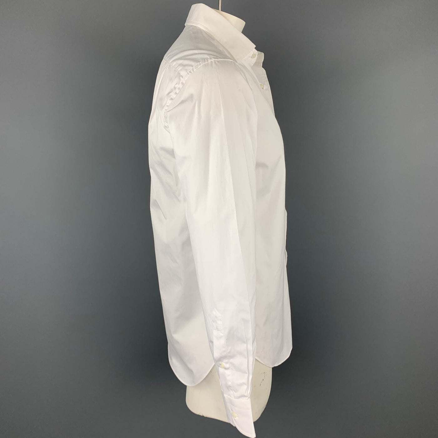 LORO PIANA Size L White Cotton Button Up Long Sleeve Shirt