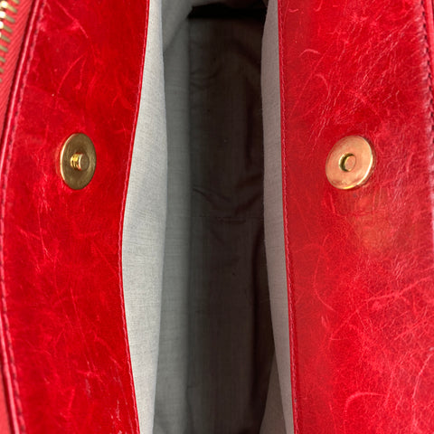 MARC JACOBS Red Quilted  Leather Chain Link Top Handles Handbag