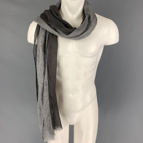 BARNEY'S NEW YORK Gray Color Block Modal Wool Scarf