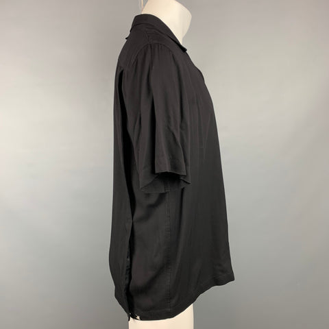 RAG & BONE Size M Black Viscose Camp Short Sleeve Shirt