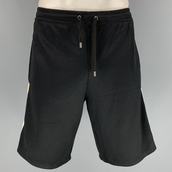 GUCCI Size L Black Polyester / Cotton Elastic Waistband Shorts