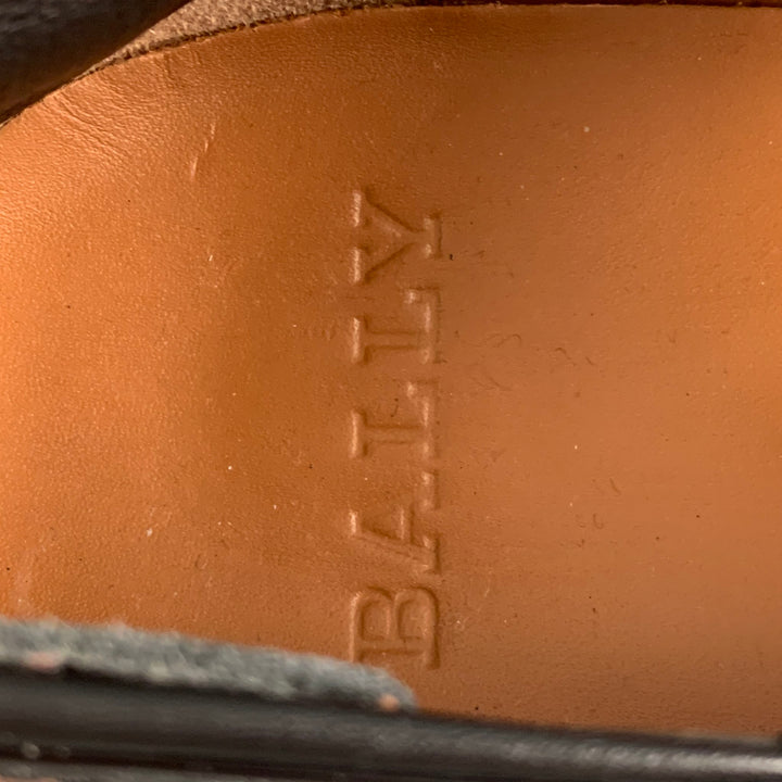 BALLY Size 10 Black Leather Penny Relon Loafers