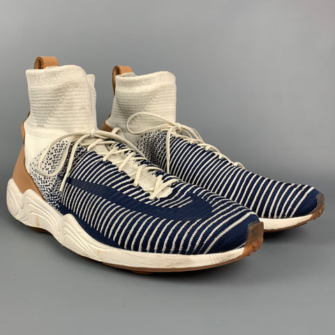 Zapatillas Nike Zoom Air de caña alta de tela a rayas azul marino y blanca talla 12