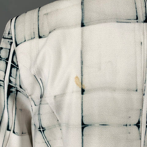SIMON CHANG Talla 6 Chaqueta de cuadros de mezcla de poliéster gris blanco
