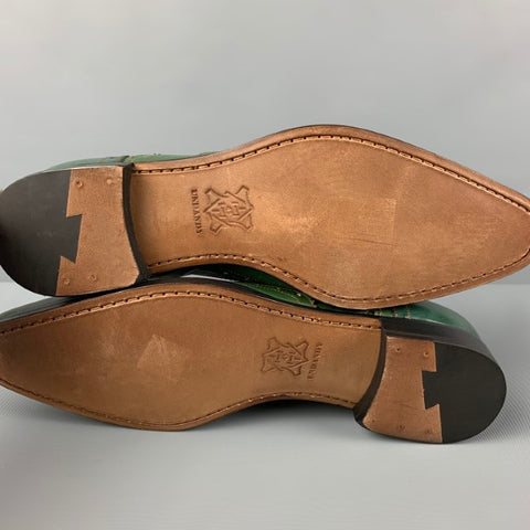 UNDANDY Chaussures à lacets en cuir perforé vert taille 10