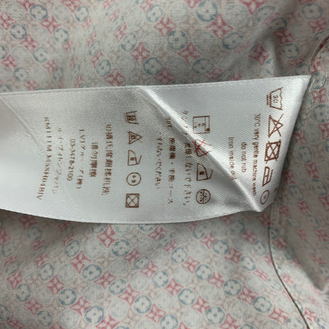 LOUIS VUITTON Size L White Red Grey Print Cotton Button Up Long Sleeve Shirt