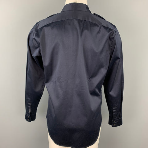 PAUL SMITH Red Ear Size M Navy Cotton Shirt Jacket Long Sleeve Shirt