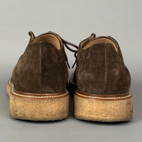 TOD'S Size 11 Brown Suede Crepe Sole Lace Up Shoes