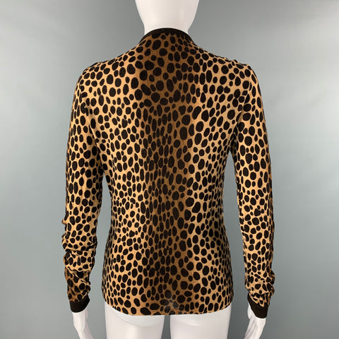 MOSCHINO Size 8 Brown Tan Animal Print Buttoned Cardigan