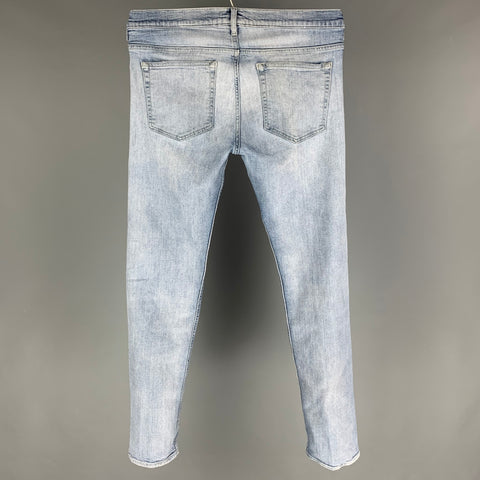ACNE STUDIOS Size 33 Light Blue Contrast Stitch Cotton Jeans