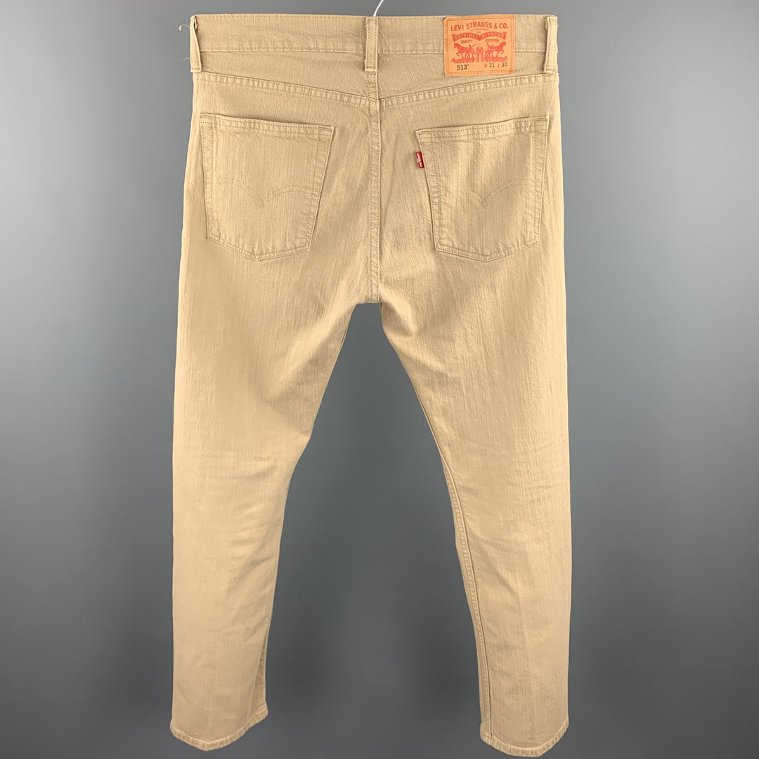 LEVI'S 513 Size 31 Khaki Denim Zip Fly Jeans