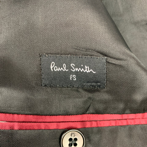 PS by PAUL SMITH Size 38 Black & Navy Spotted Cotton Velvet Peak Lapel Sport Coat