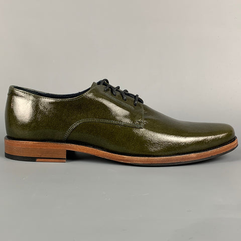 THE GENERIC MAN Chaussures à lacets en cuir verni olive taille 10