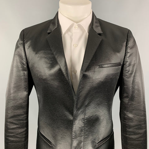 CALVIN KLEIN COLLECTION Size 36 Regular Black Textured Wool Sport Coat