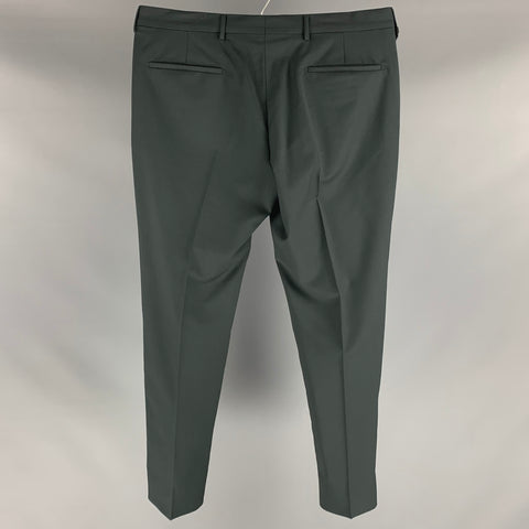 PRADA Size 36 Green Solid Wool  Mohair Button Fly Dress Pants