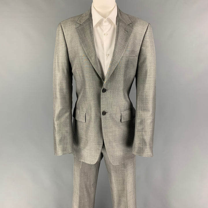 PRADA Taille 36 Costume à revers cranté en laine et soie gris clair