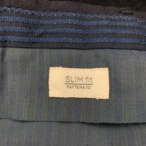 INCOTEX Size 36 Navy Wrinkled Icewool / Linen Slim Fit Dress Pants