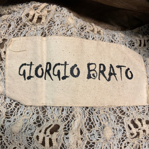 GIORGIO BRATO Size 10 Brown Taupe Leather Distressed Belted Vest