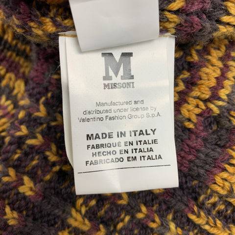 M MISSONI Suéter extragrande con cuello alto en mezcla de lana de punto dorado y morado Talla M