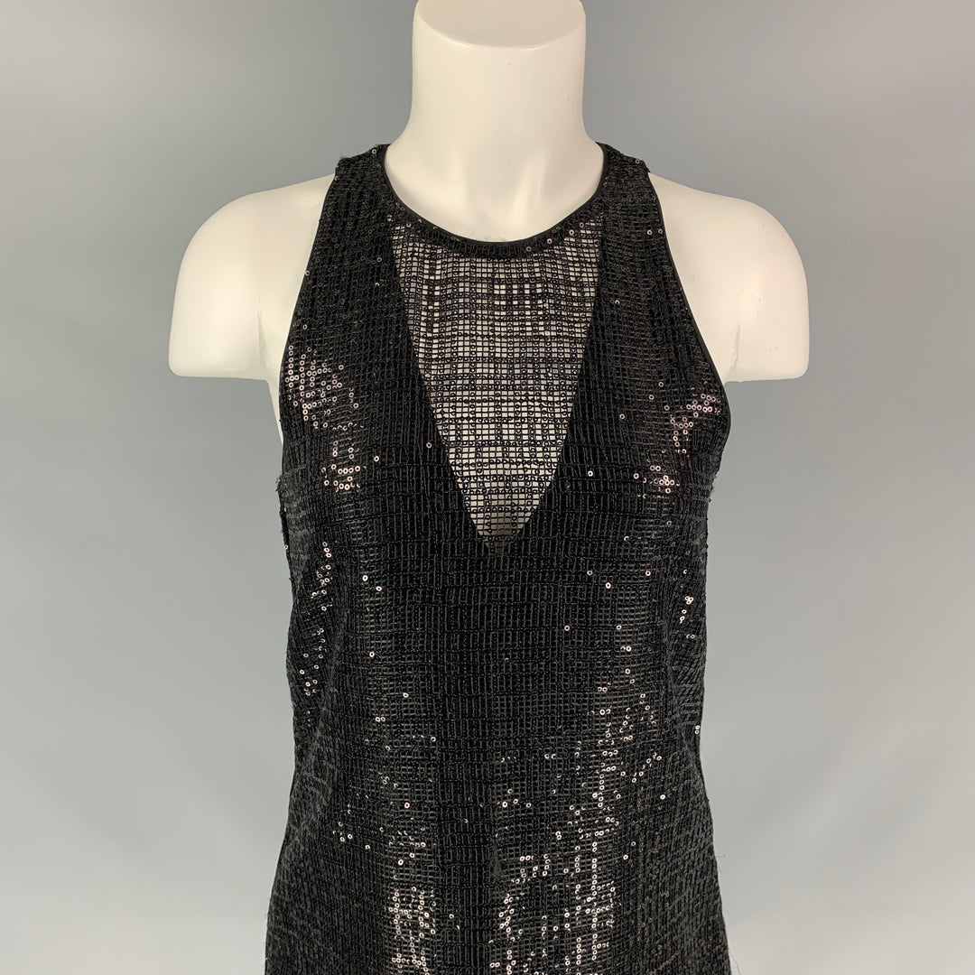 EMPORIO ARMANI Size S Black Sequined Strapless Dress
