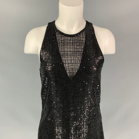 EMPORIO ARMANI Size S Black Sequined Strapless Dress