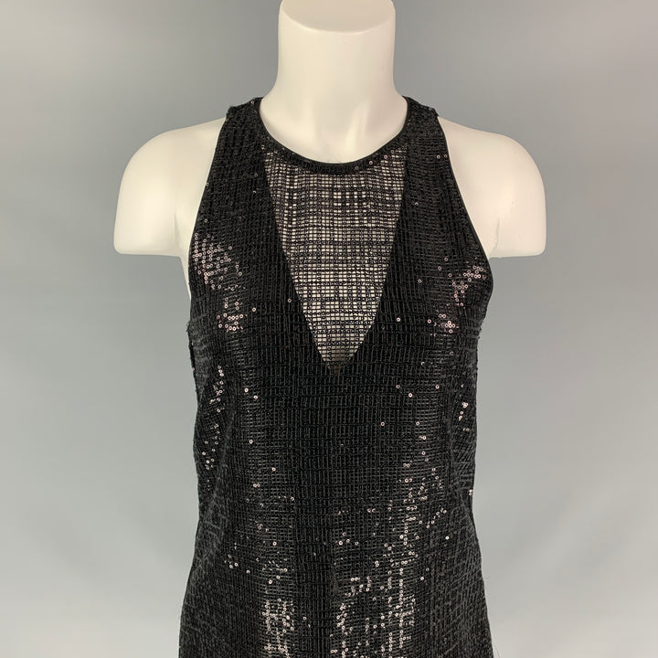 EMPORIO ARMANI Size S Black Sequined Strapless Dress