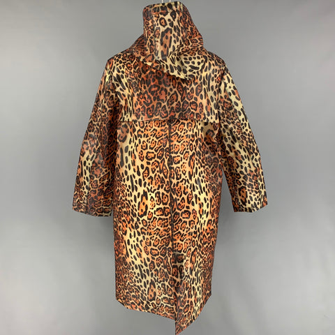 JAKKE Talla M Chubasquero de poliuretano con estampado animal, color tostado, negro y marrón
