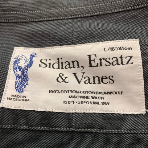 SIDIAN ERSATZ & VANES Size L Grey Color Block Cotton Long Sleeve Shirt