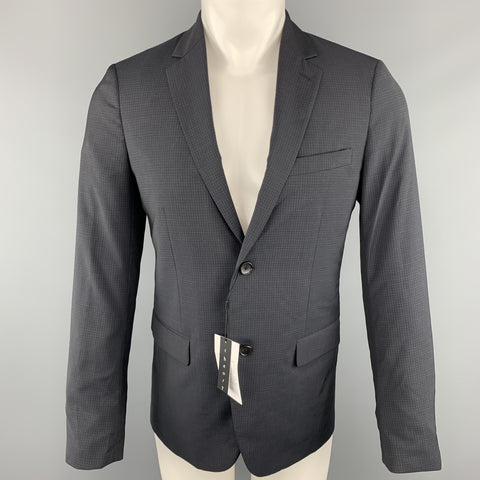 THEORY Wellar Size 38 Regular Grid Navy Wool Sport Coat