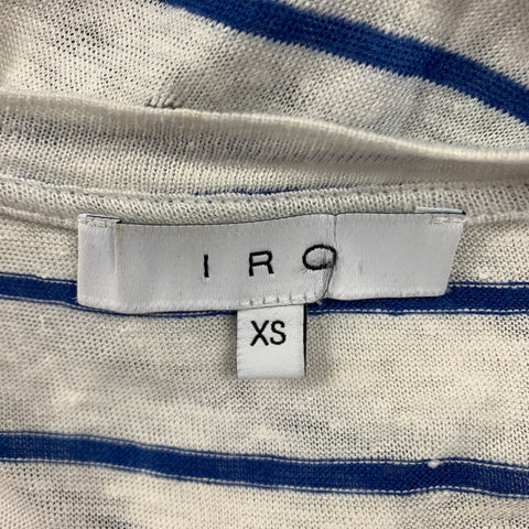 IRO Size XS White Blue Stripe Linen Mina T-shirt