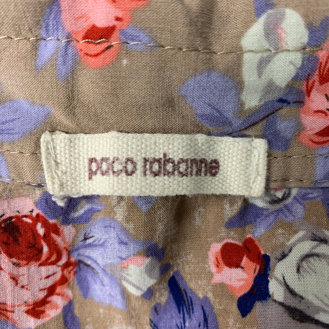 PACO RABANNE Size S Taupe Purple Floral Sleeveless Blouse