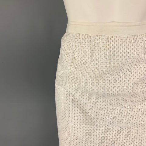 ELIE TAHARI Size 4 White Cotton Skirt