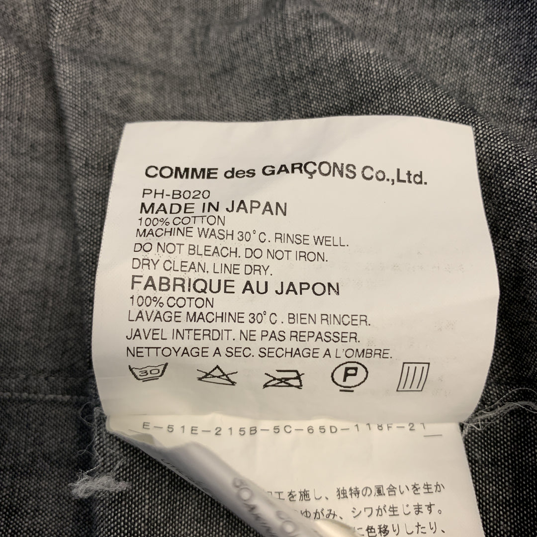 COMME des GARCONS HOMME PLUS Size XS Gray Cotton Polka Dots Trim Long Sleeve Shirt