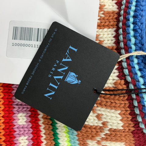 LANVIN Size L Multi-Color Jacquard Pattern JL Wool / Polyester Boat Neck Sweater