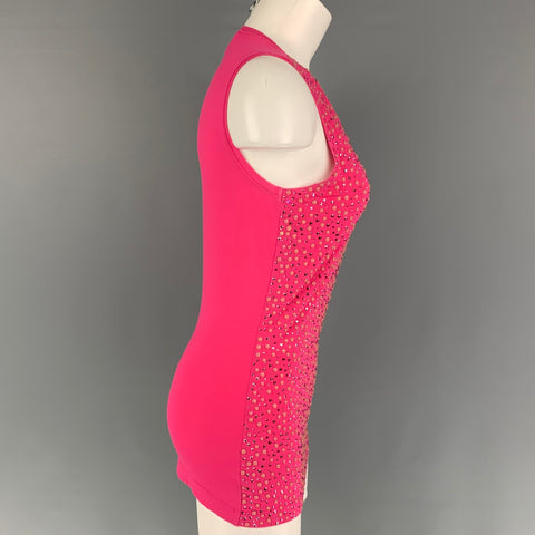 ST. JOHN Size S Pink Viscose Beaded Sleeveless Dress Top