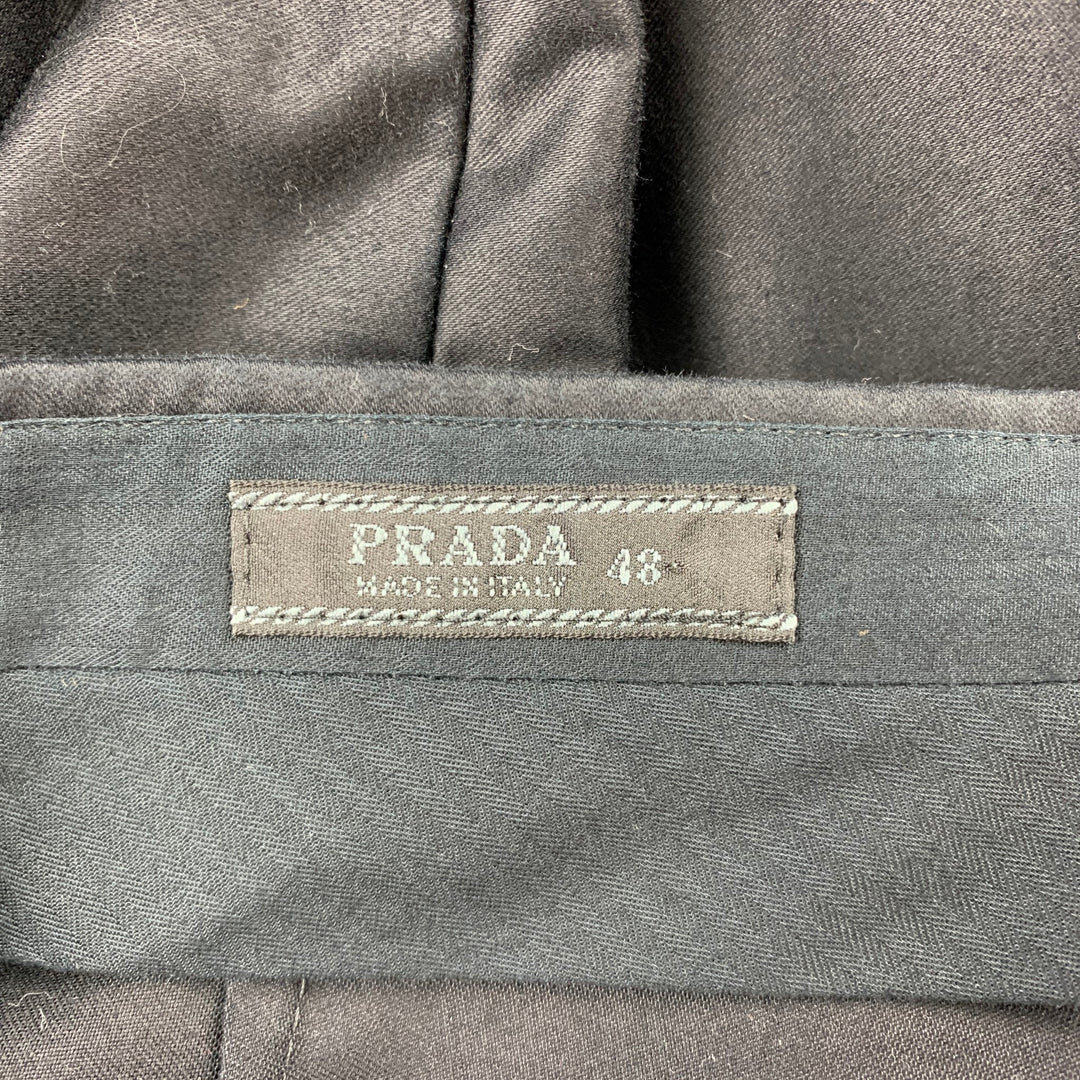 PRADA Taille 32 Pantalon habillé en coton bleu marine avec braguette zippée