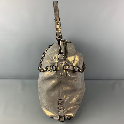 COACH Gray Metallic Leather Shoulder Bag Handbag