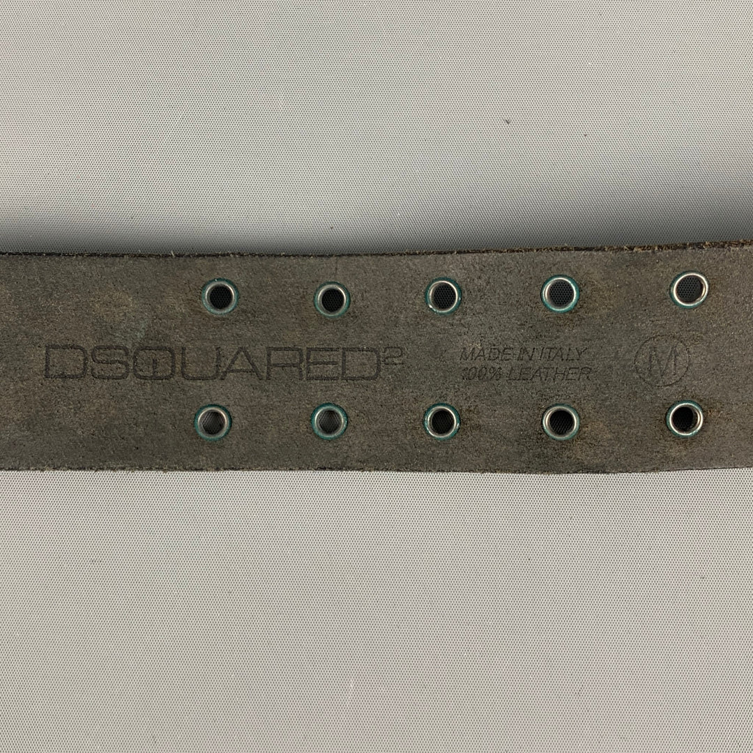 DSQUARED2 Talla M Cinturón de cuero repujado negro