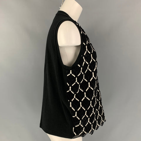 GIAMBATTISTA VALLI Size M Black Guipure Cotton / Silk Dress Top