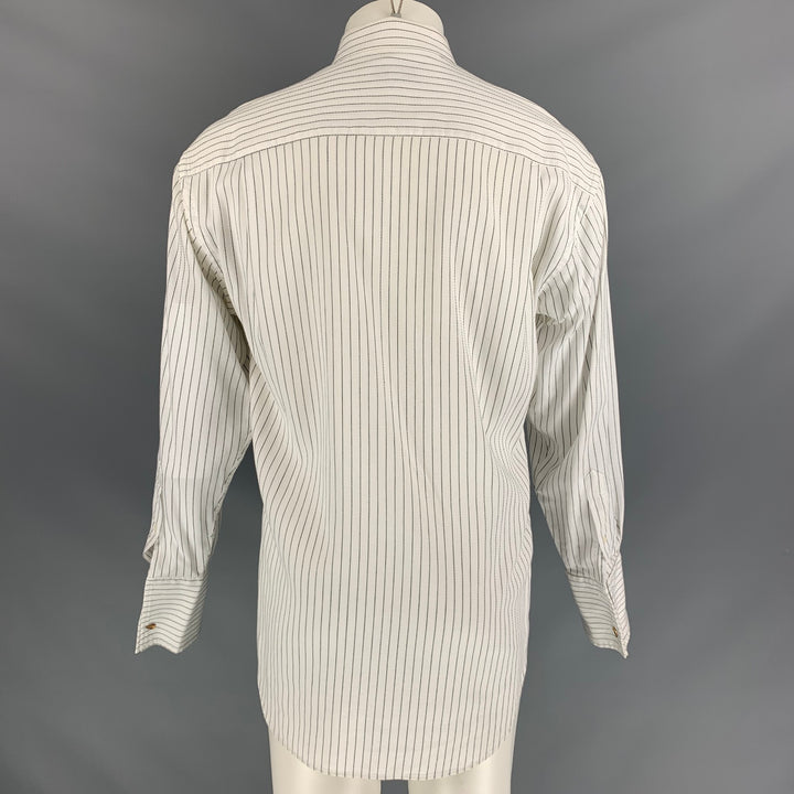 CHRISTIAN DIOR Taille M Off White Stripe Cotton French Cuff Chemise à manches longues